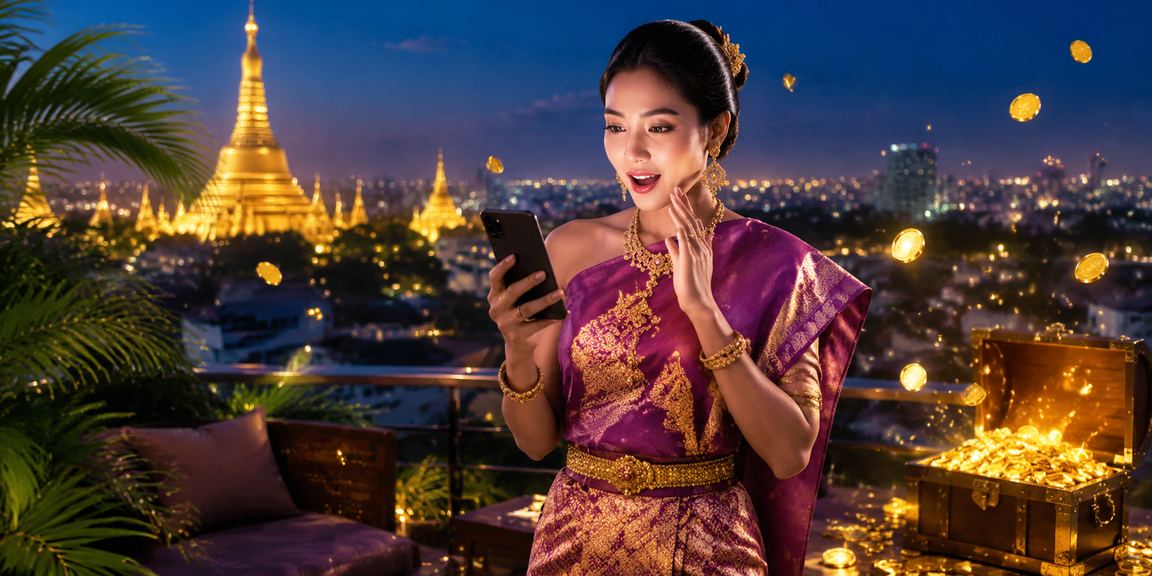 ရွှေတိဂုံဘုရားနားတွင် ဖုန်းဖြင့် ကာစီနိုအသုံးပြုနေသူ